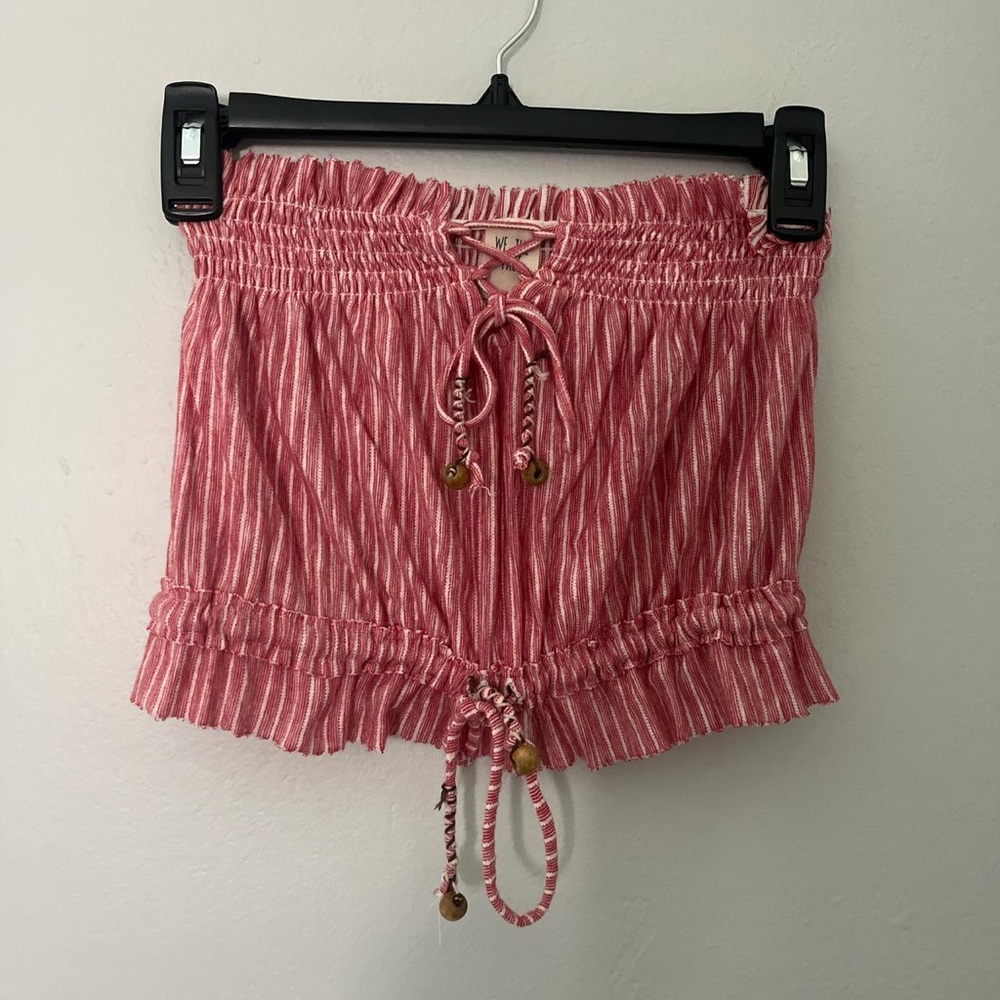 We The Free Red and White Ruffle Shorts